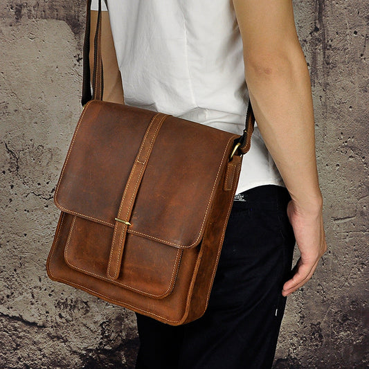 Men's Top Layer Crazy Horse Skin Cowhide Retro Men's Messenger Bags