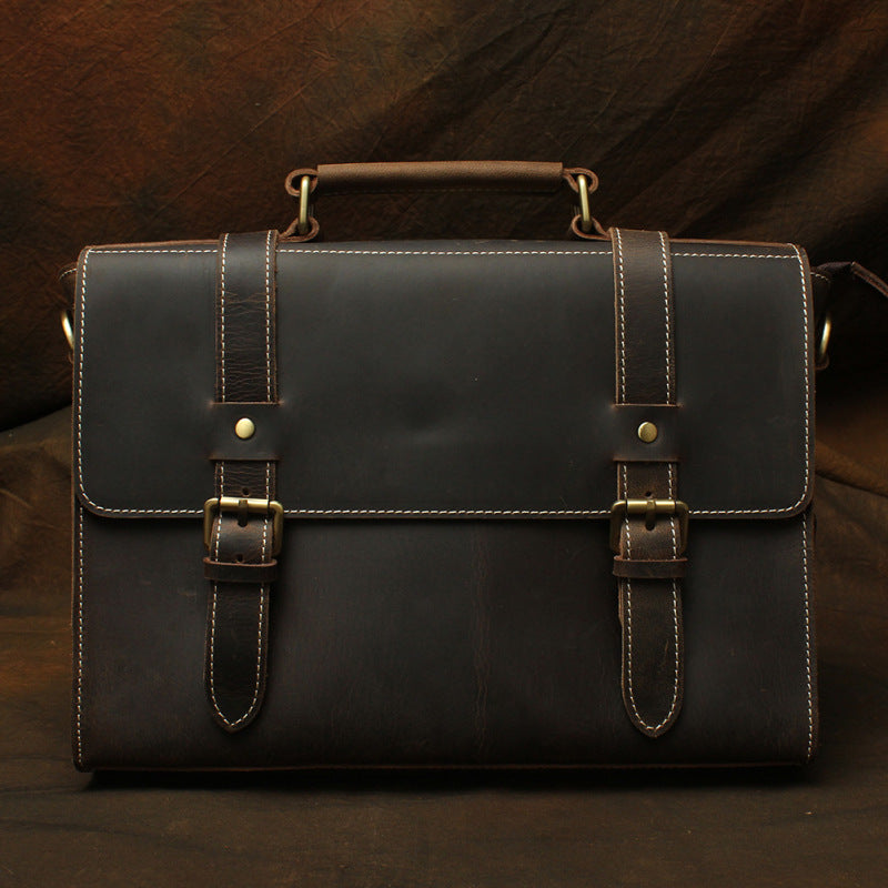 Men's Retro Crazy Horse Leather Genuine Handmade Men's Briefcases