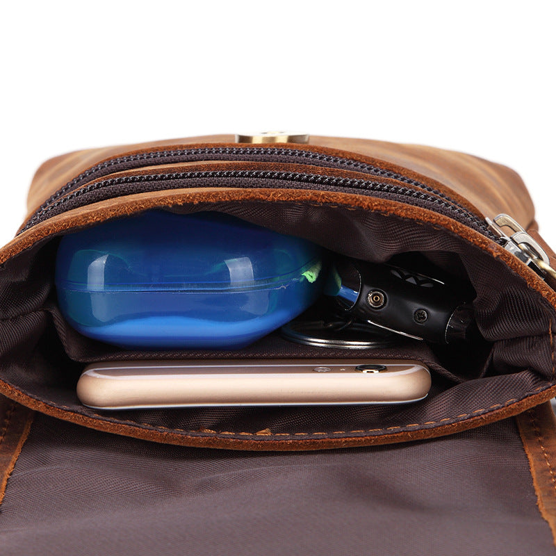 Men's Leather Pocket First Layer Cowhide Retro Men's Waist Packs