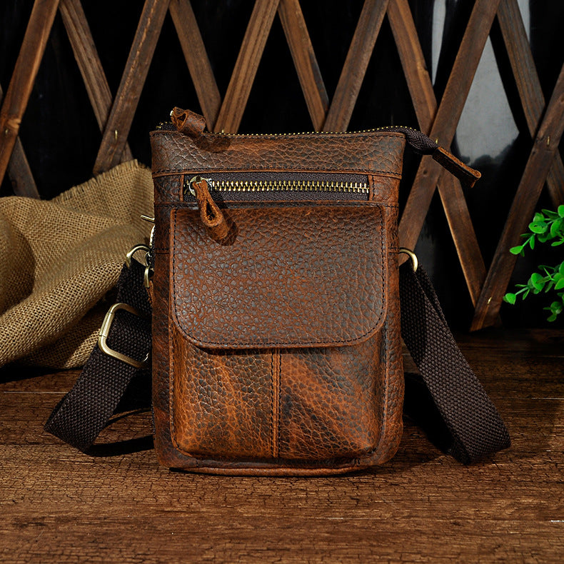 Men's Top Layer Crazy Horse Skin Cowhide Men's Chest Bags