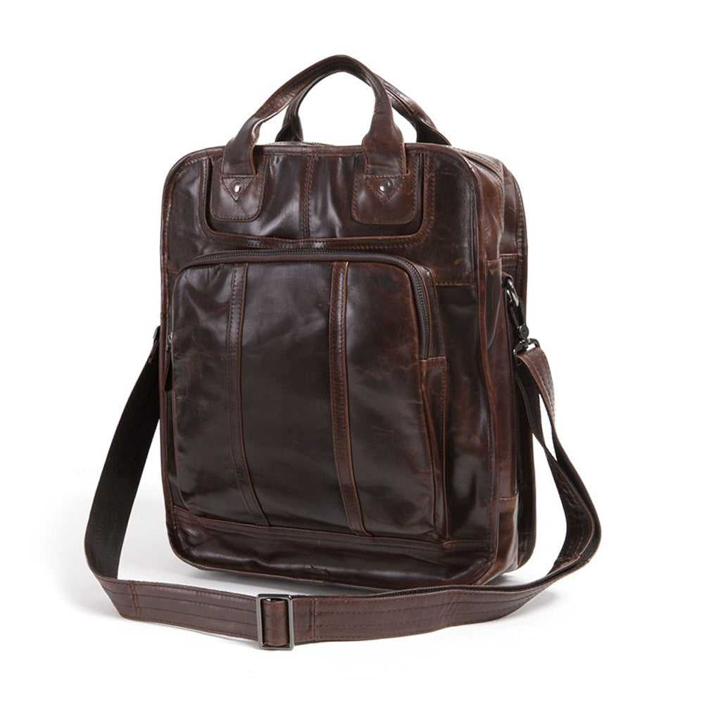 Men's Shoulders Vertical Business First Layer Cattlehide Handbags