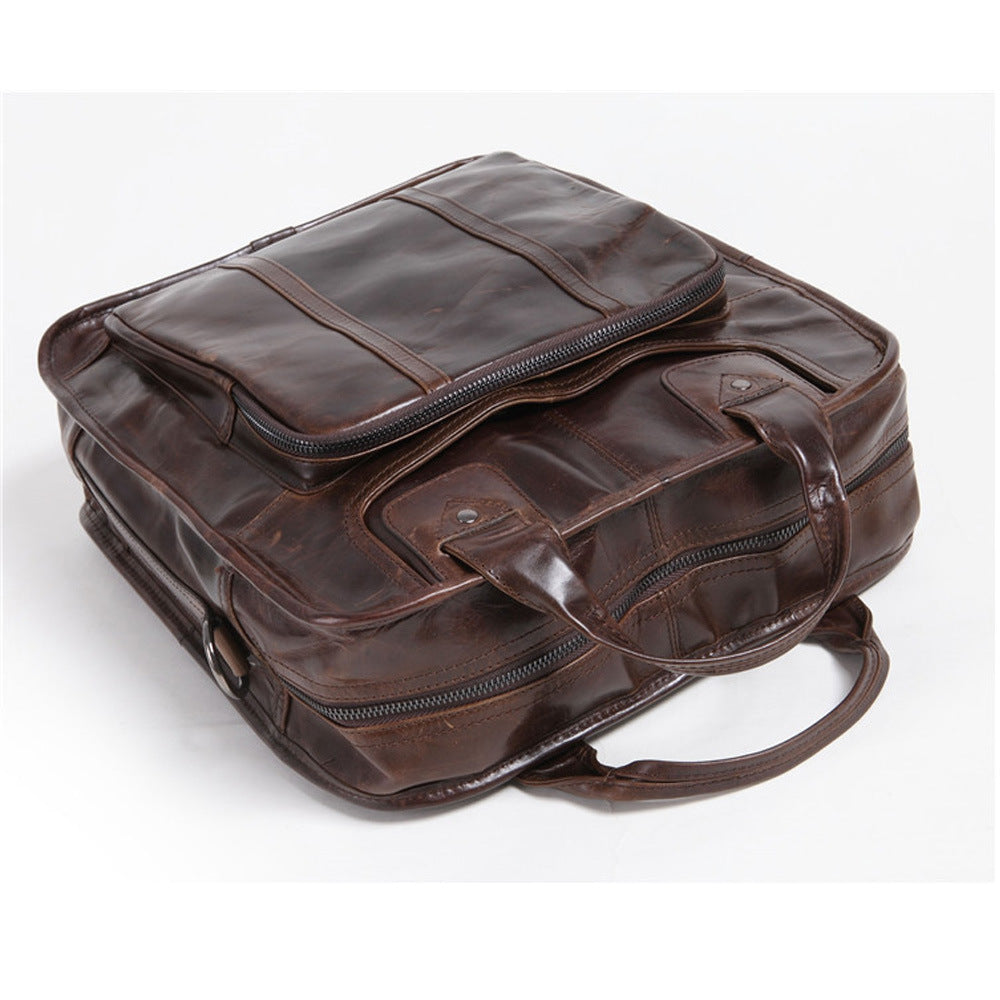 Men's Shoulders Vertical Business First Layer Cattlehide Handbags