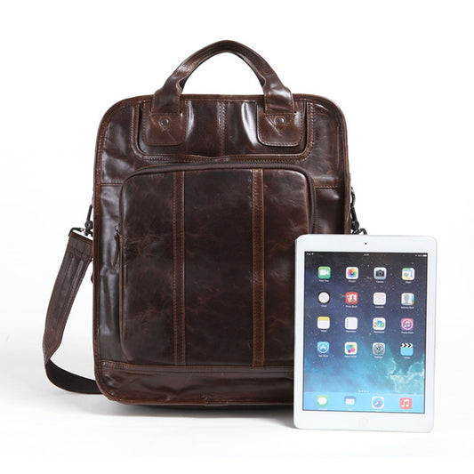 Men's Shoulders Vertical Business First Layer Cattlehide Handbags