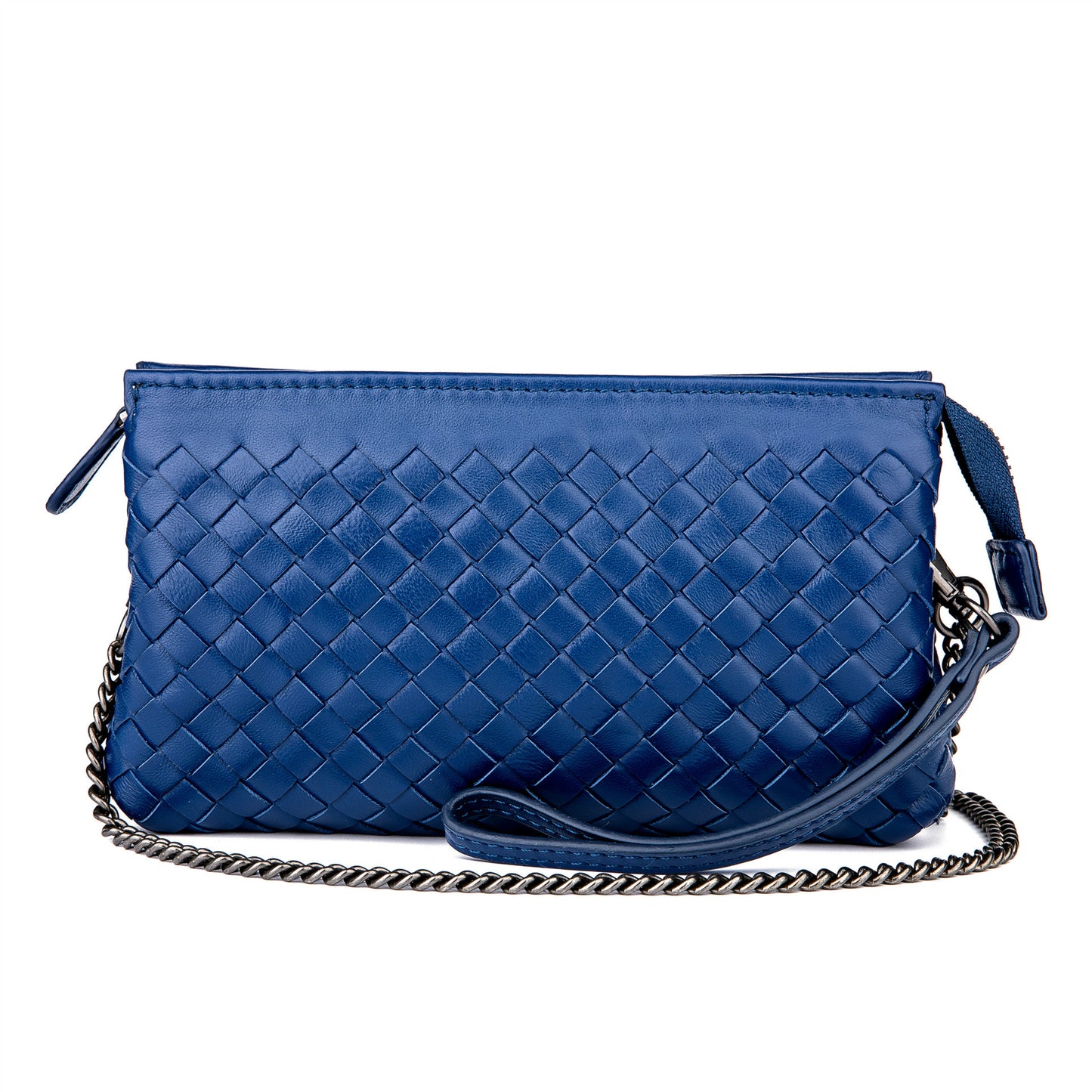 Women's Genuine Leather Trendy Handmade Woven Clutch Handbags