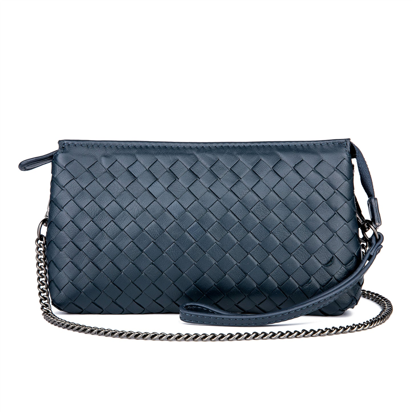 Women's Genuine Leather Trendy Handmade Woven Clutch Handbags