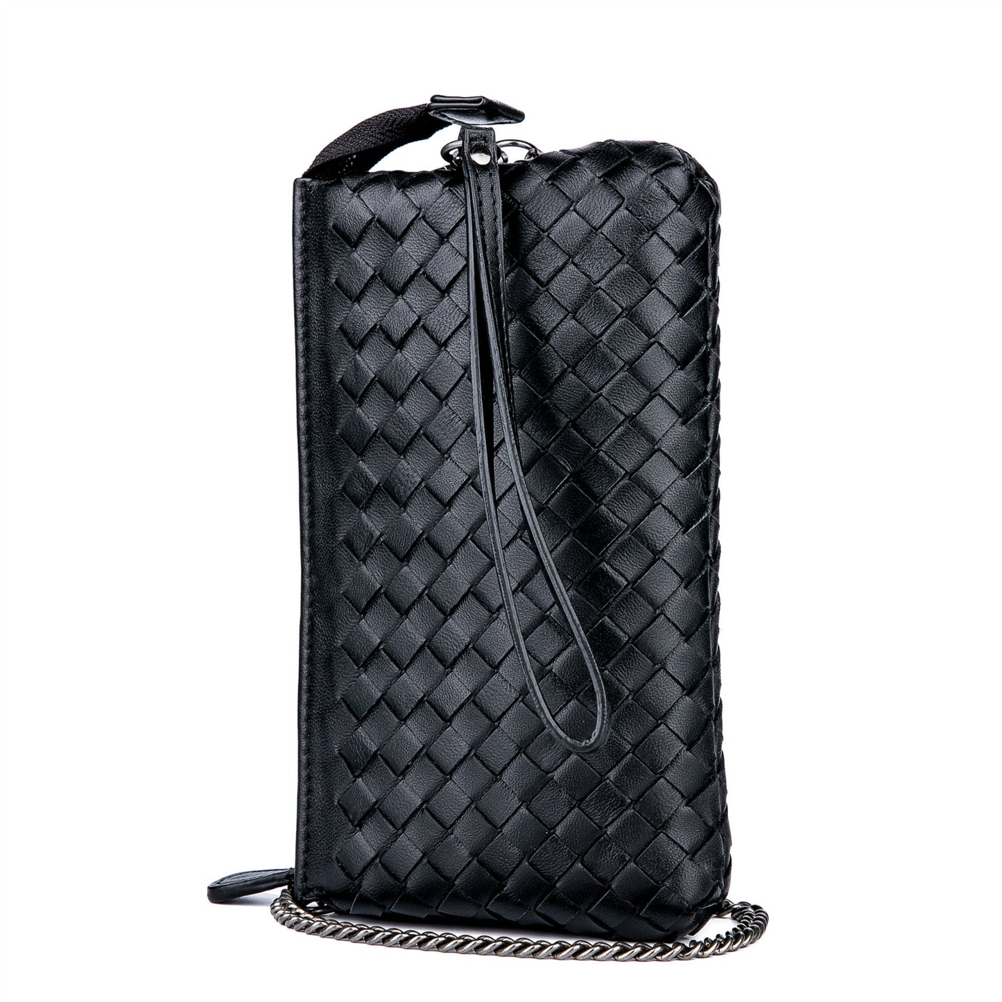 Women's Genuine Leather Trendy Handmade Woven Clutch Handbags
