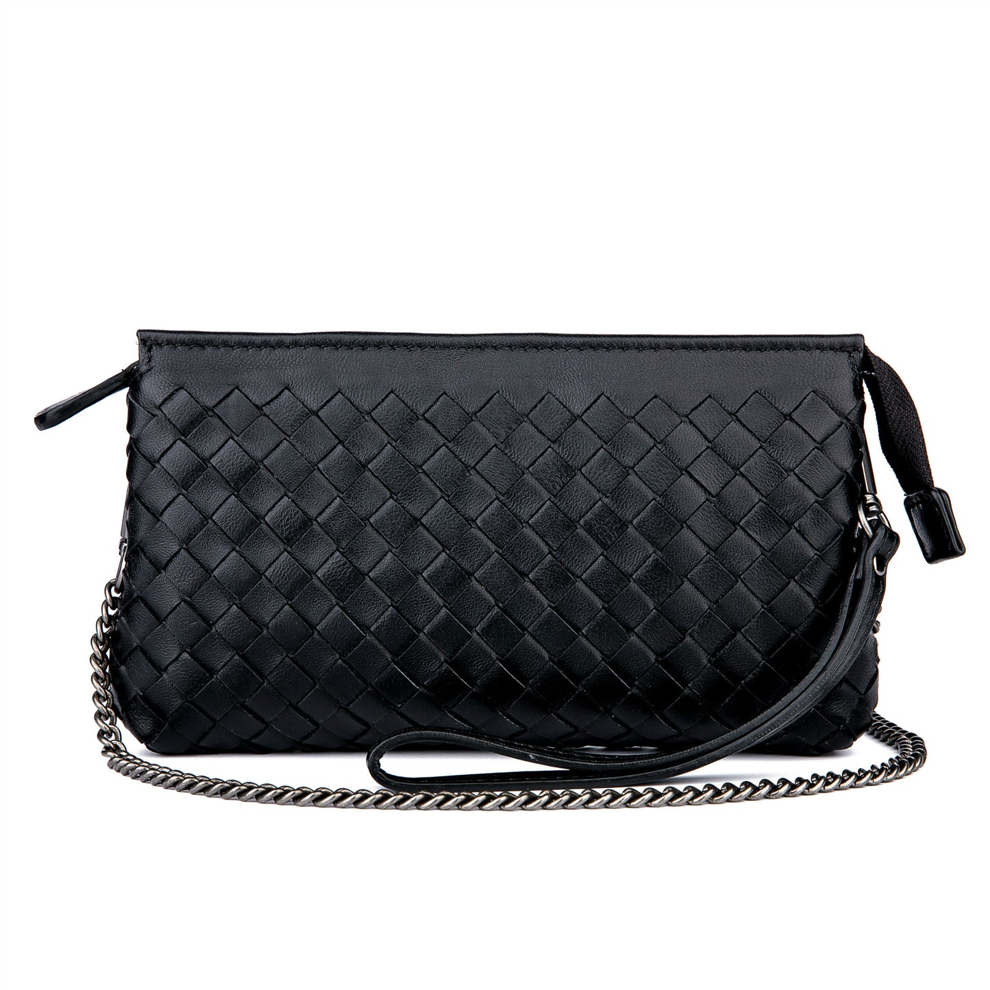 Women's Genuine Leather Trendy Handmade Woven Clutch Handbags
