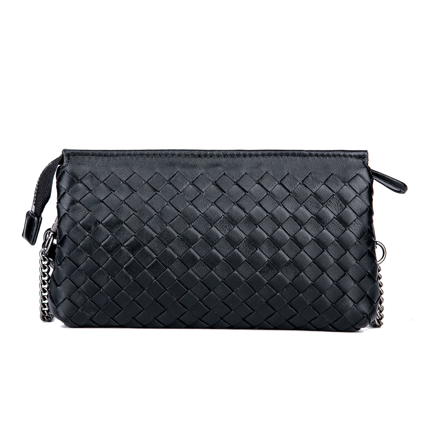 Women's Genuine Leather Trendy Handmade Woven Clutch Handbags