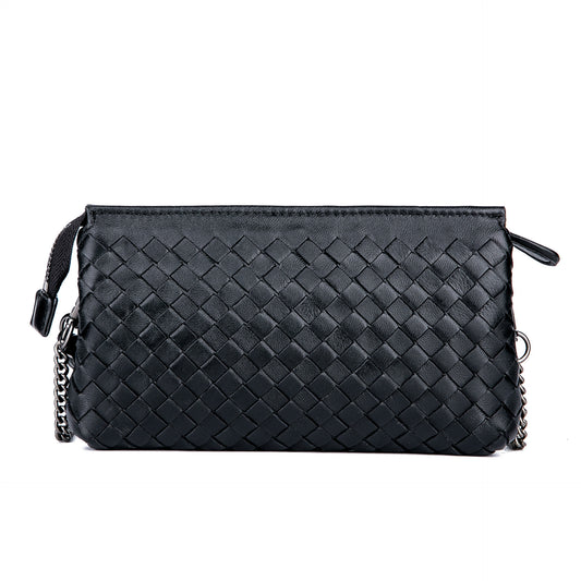 Women's Genuine Leather Trendy Handmade Woven Clutch Handbags