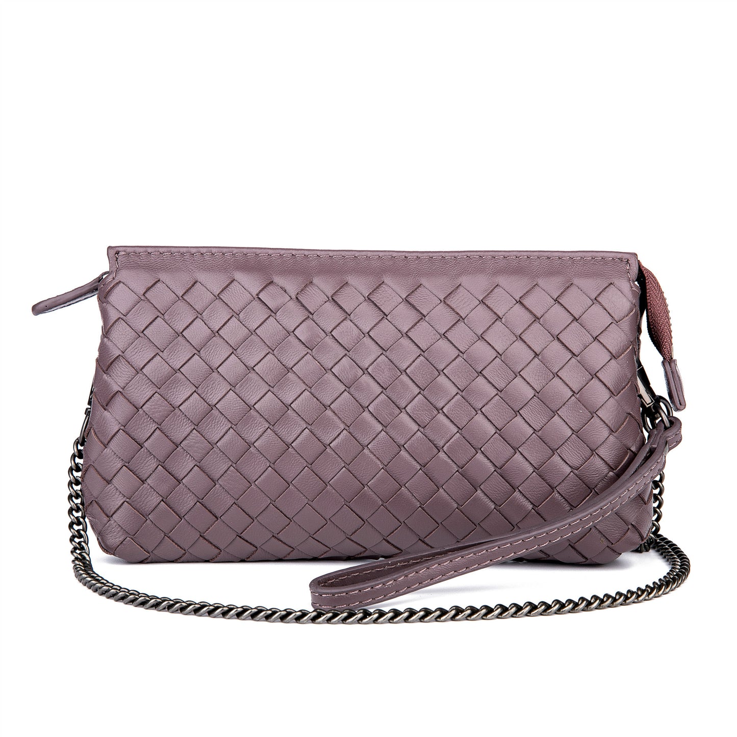 Women's Genuine Leather Trendy Handmade Woven Clutch Handbags