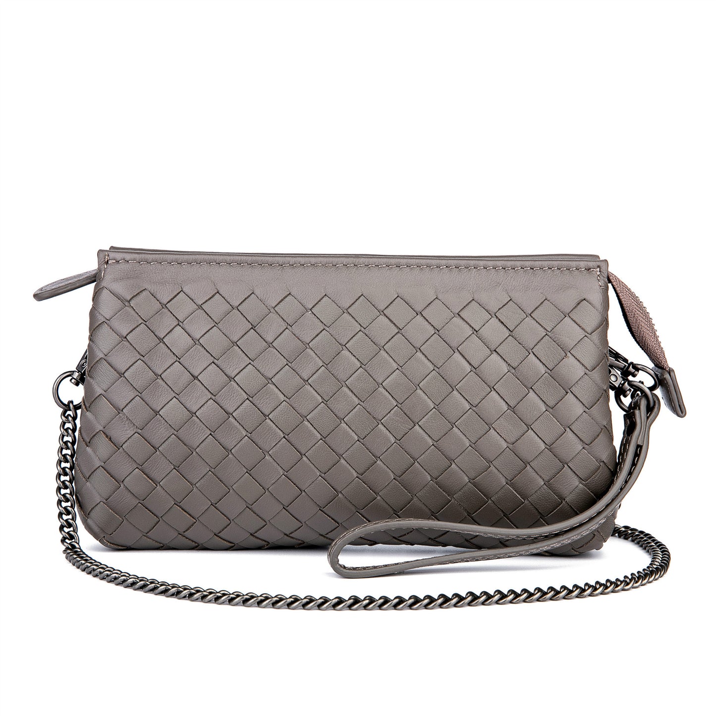 Women's Genuine Leather Trendy Handmade Woven Clutch Handbags