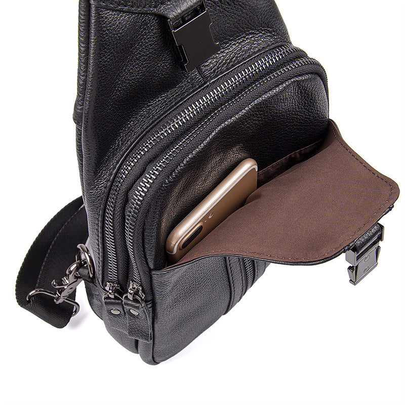 Men's First Layer Cowhide Leather Leisure Men's Chest Bags