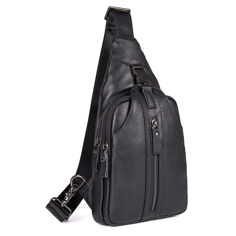 Men's First Layer Cowhide Leather Leisure Men's Chest Bags