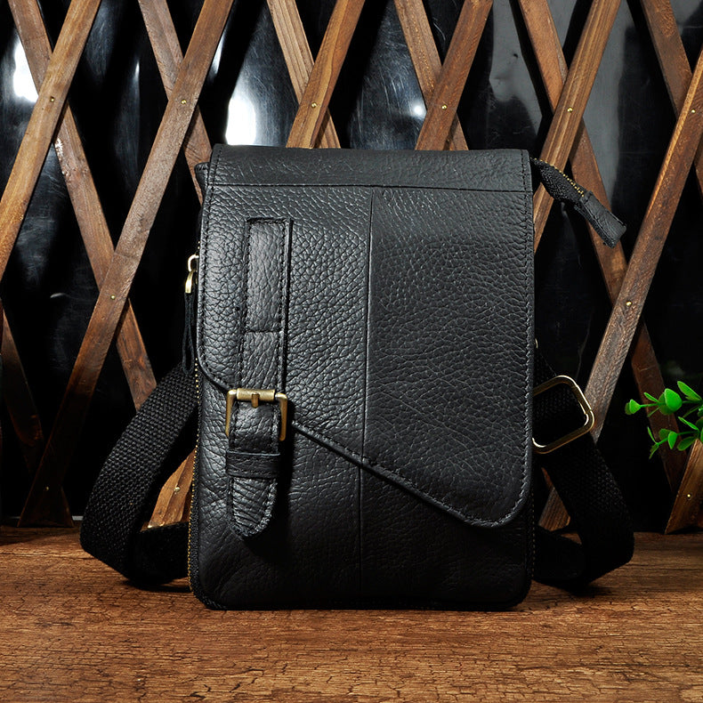 Men's First Layer Oil Waxed Leather Cowhide Men's Chest Bags