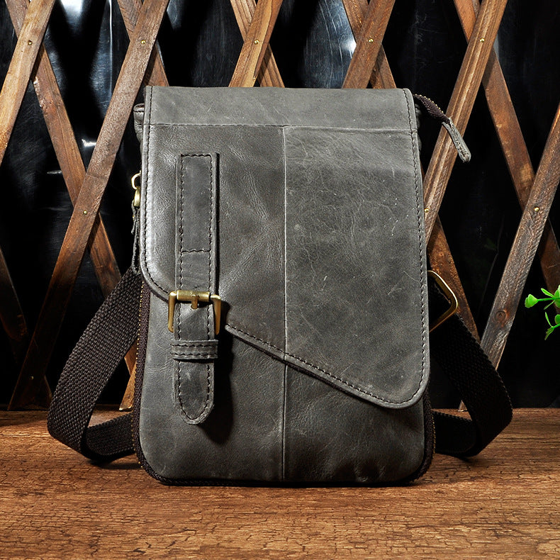 Men's First Layer Oil Waxed Leather Cowhide Men's Chest Bags
