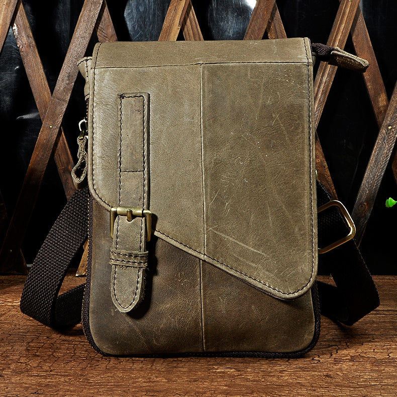 Men's First Layer Oil Waxed Leather Cowhide Men's Chest Bags