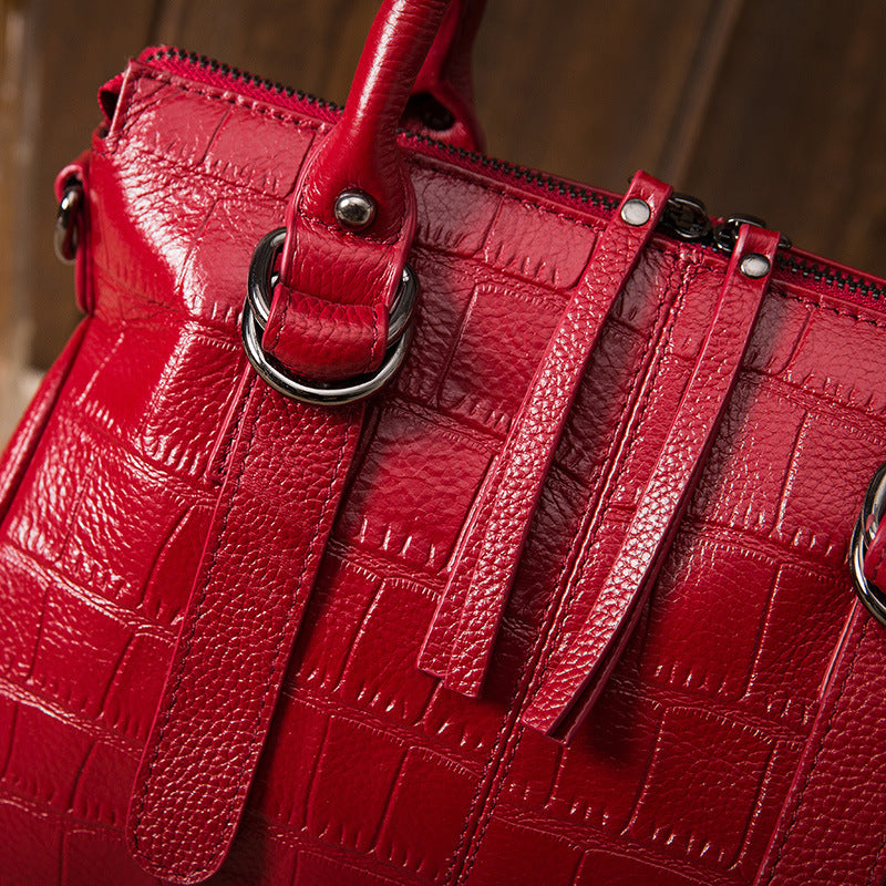 Women's Genuine Leather Crocodile Pattern First Layer Shoulder Bags