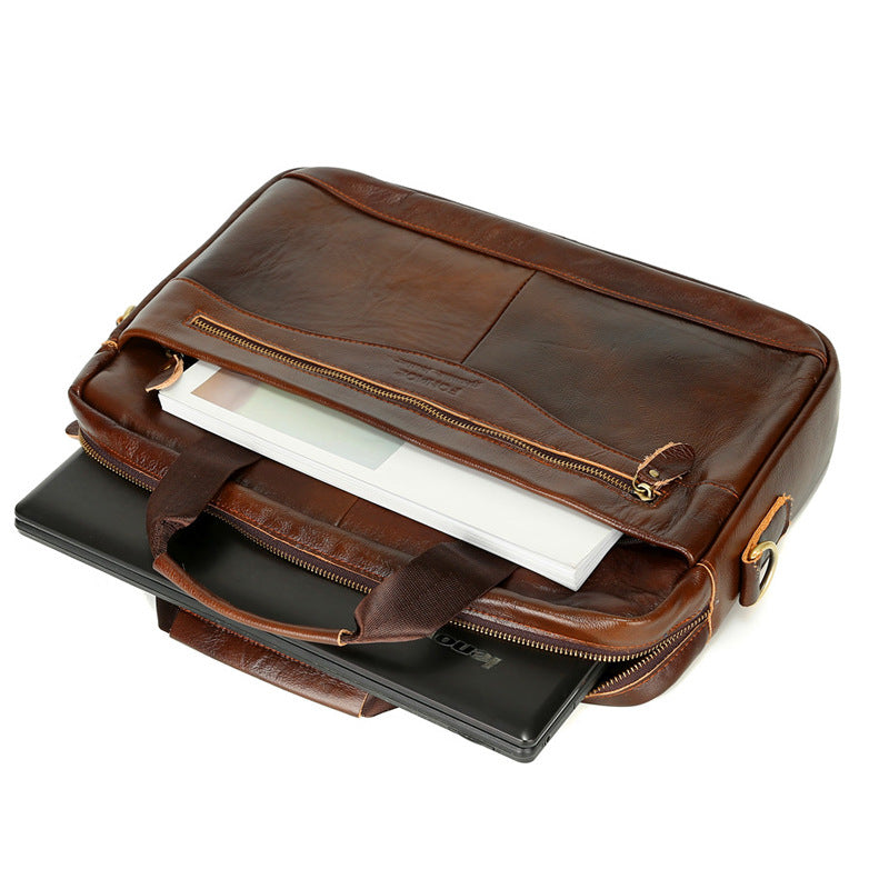 Men's Stylish Popular Creative Cowhide Horizontal Men's Briefcases