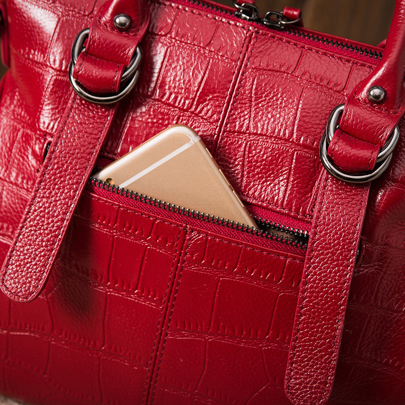 Women's Genuine Leather Crocodile Pattern First Layer Shoulder Bags