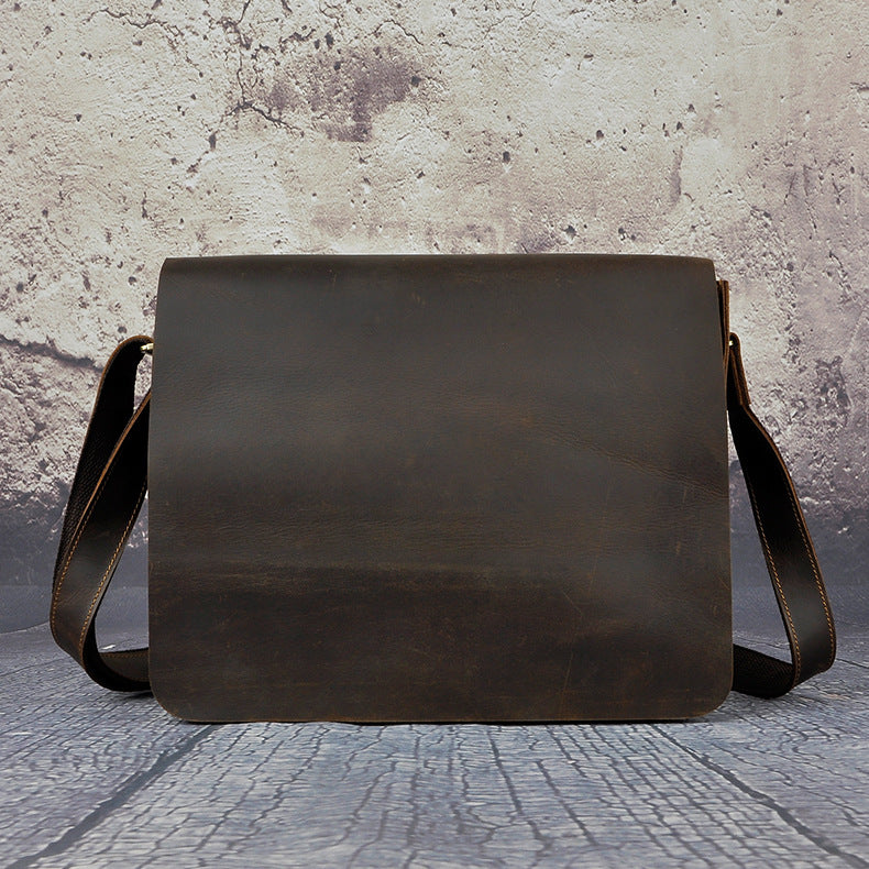 Men's Retro Classic Crazy Horse Leather Computer Men's Messenger Bags