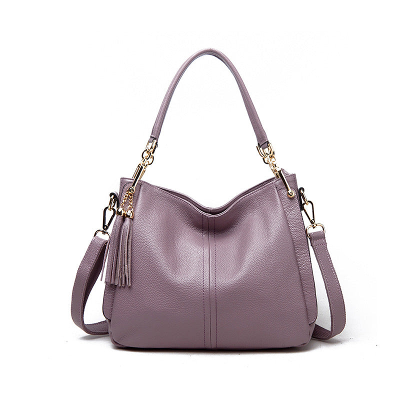 Women's Fashion Top Layer Cowhide Leather Tassel Bags
