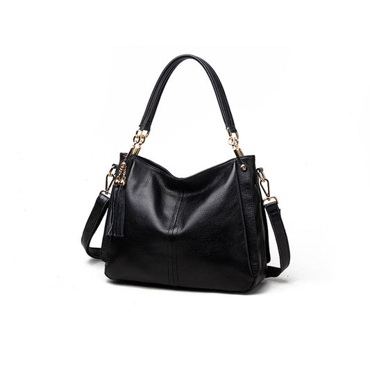 Women's Fashion Top Layer Cowhide Leather Tassel Bags