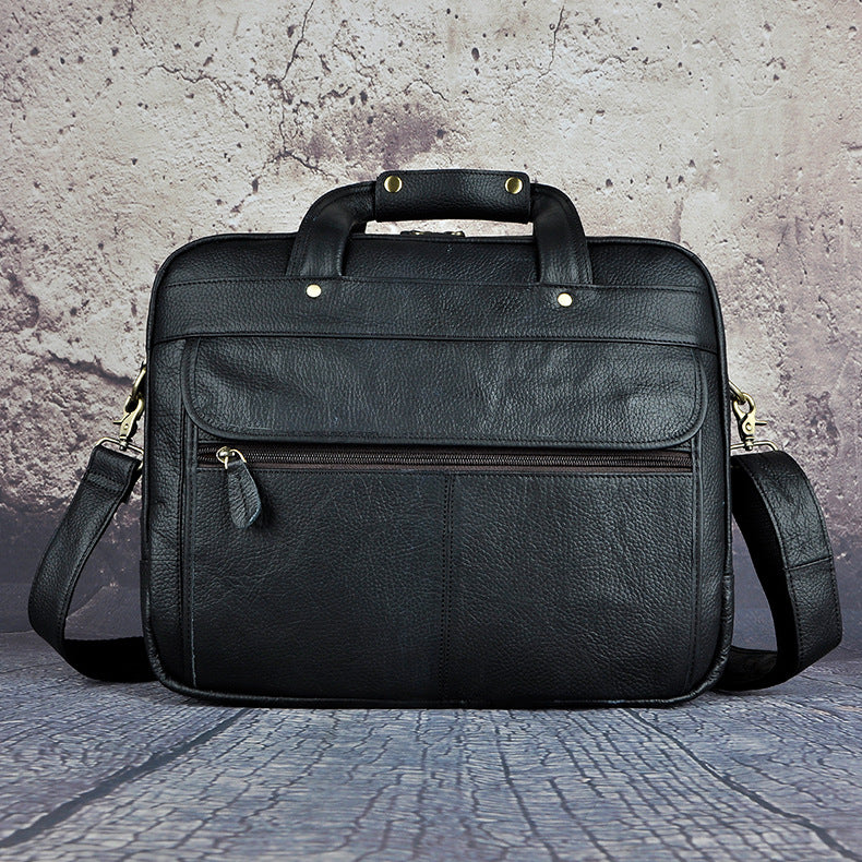 Men's Wax Cowhide Vintage Inch Business Official Men's Briefcases