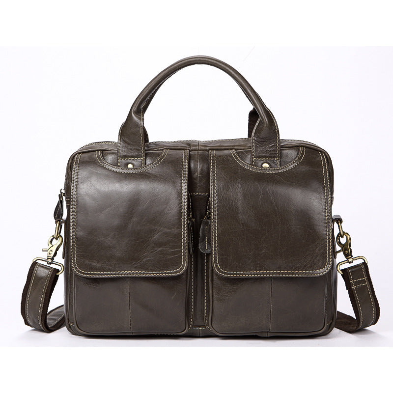 Men's Retro Top Layer Cowhide Leather Portable Bags