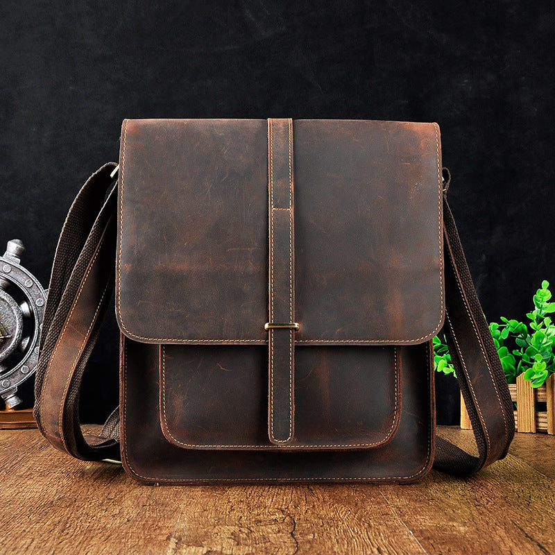 Men's Top Layer Crazy Horse Skin Cowhide Retro Men's Messenger Bags