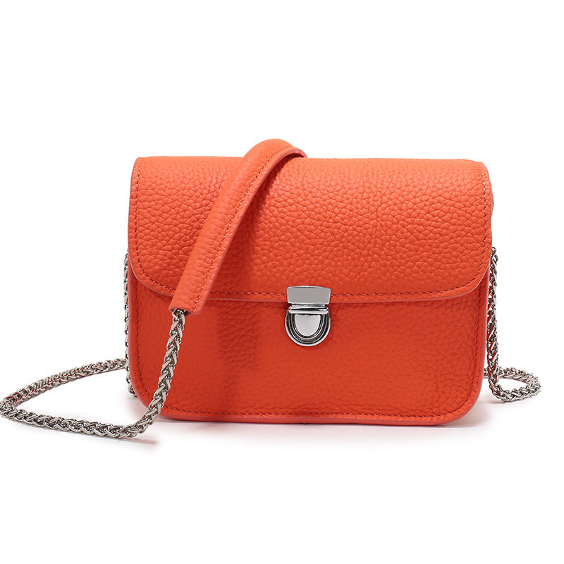 Women's Lychee Pattern Fashion Top Layer Cowhide Shoulder Bags