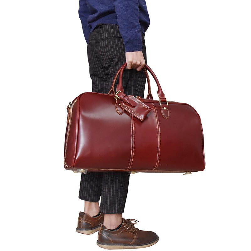 Men's Retro Crazy Horse Leather Large Capacity Travel Bags