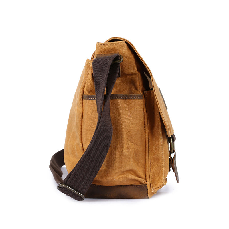 Men's Horse Leather Oil Wax Canvas Waterproof Men's Messenger Bags