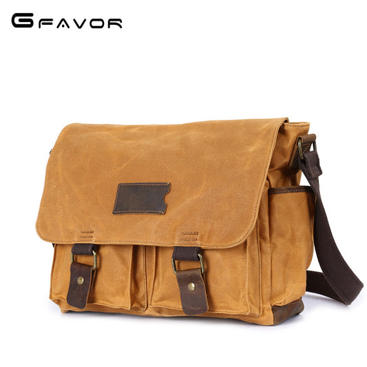 Men's Horse Leather Oil Wax Canvas Waterproof Men's Messenger Bags