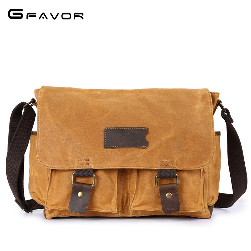 Men's Horse Leather Oil Wax Canvas Waterproof Men's Messenger Bags
