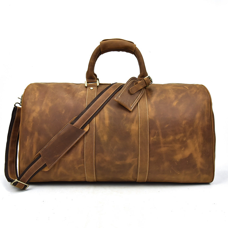 Men's Crazy Horse Leather Inch Large Capacity Handbags