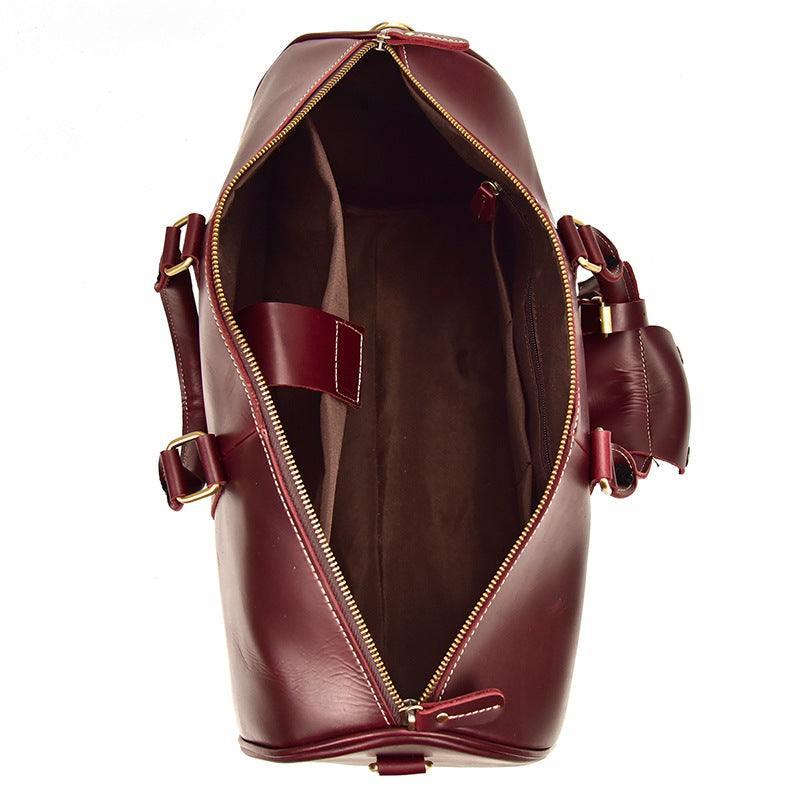 Crazy Horse Leather Unisex Fashion Wine Travel Bags