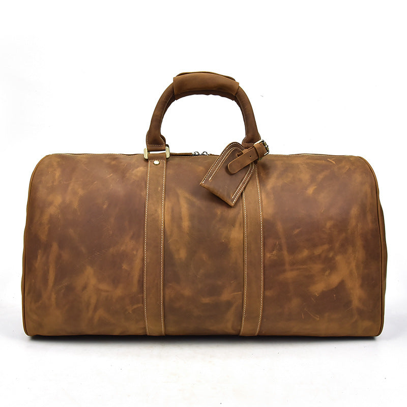 Men's Crazy Horse Leather Inch Large Capacity Handbags