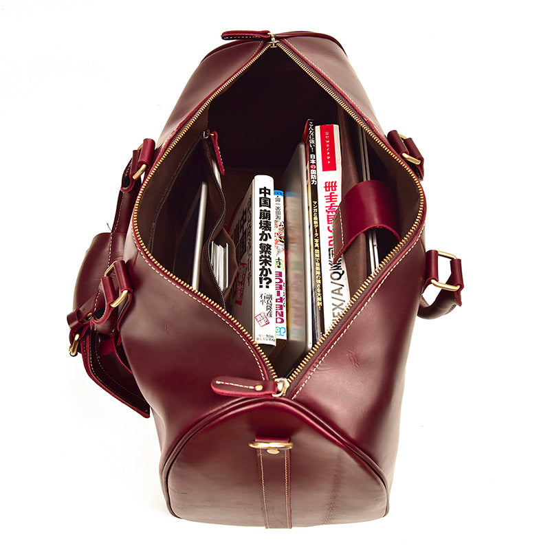 Crazy Horse Leather Unisex Fashion Wine Travel Bags