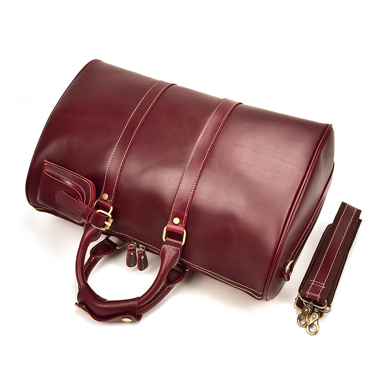 Crazy Horse Leather Unisex Fashion Wine Travel Bags