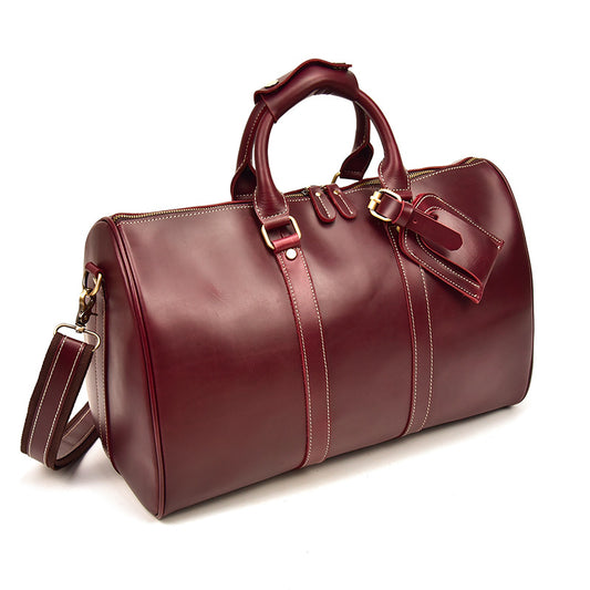 Crazy Horse Leather Unisex Fashion Wine Travel Bags