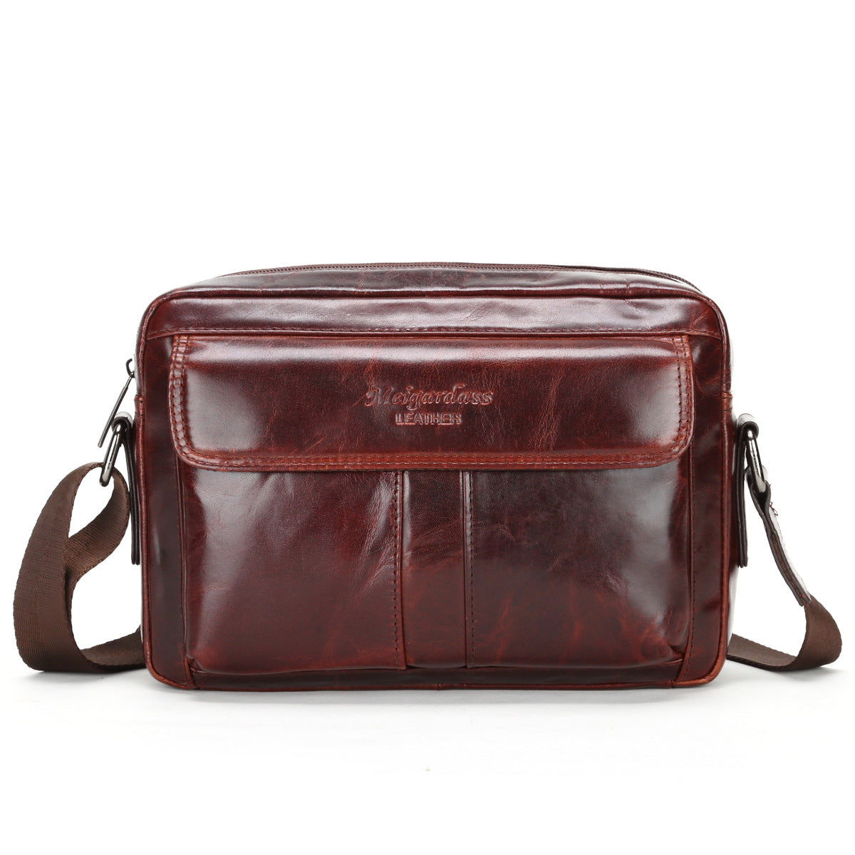 Men's Oil Waxed Leather First Layer Cowhide Men's Shoulder Bags