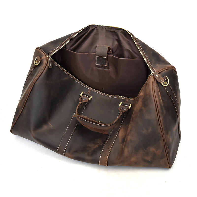 Men's Crazy Horse Leather Inch Large Capacity Handbags