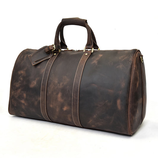 Men's Crazy Horse Leather Inch Large Capacity Handbags