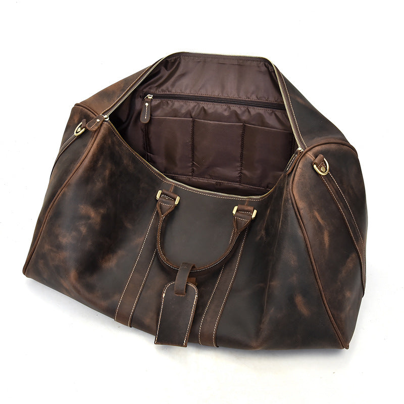 Men's Crazy Horse Leather Inch Large Capacity Handbags