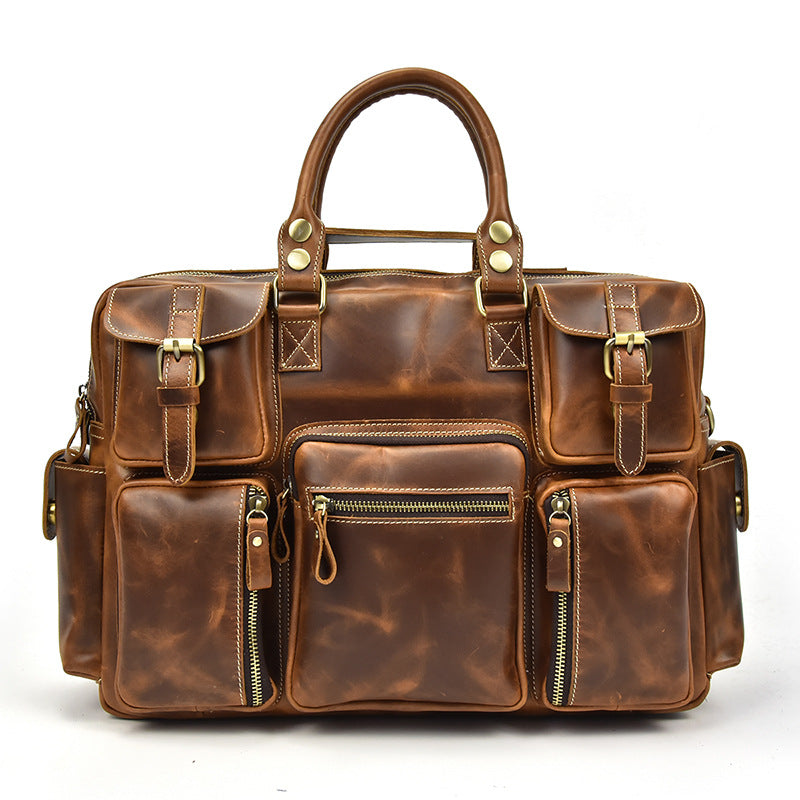 Men's Crazy Horse Leather Retro Top Layer Men's Briefcases