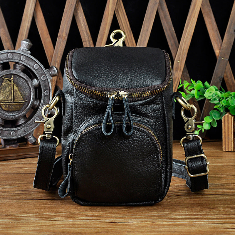 Men's Oil Wax Skin Cowhide Retro Mobile Men's Chest Bags