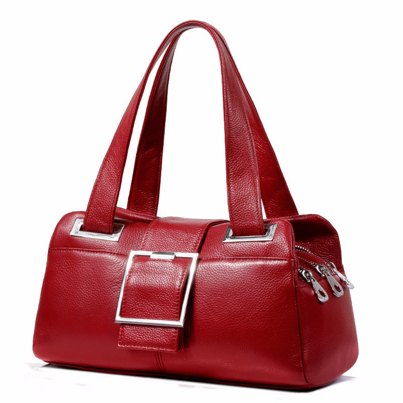 Women's Summer Trendy Leather Solid Color Pillow Handbags