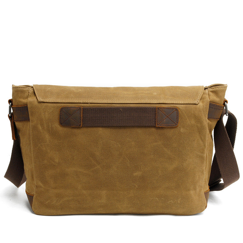 Men's Style Canvas Vintage Crazy Horse Leather Horizontal Men's Messenger Bags