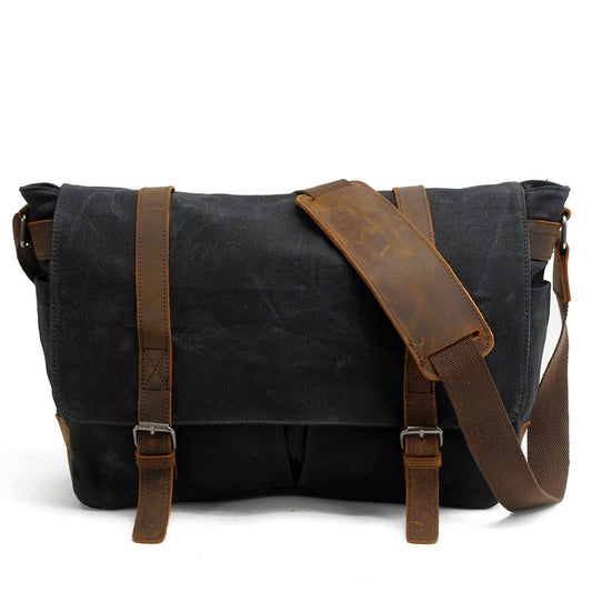 Men's Retro Canvas Vintage Oil Wax Waterproof Men's Messenger Bags