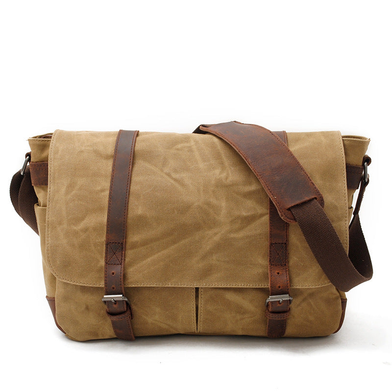 Men's Retro Canvas Vintage Oil Wax Waterproof Men's Messenger Bags